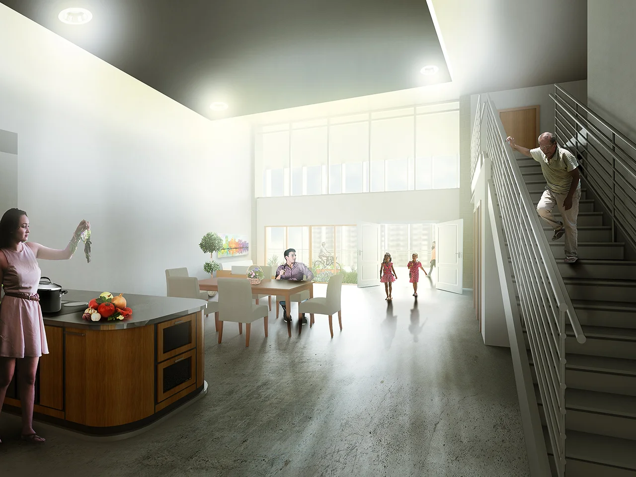 Building Type A Triple Bedroom Unit Interior Rendering