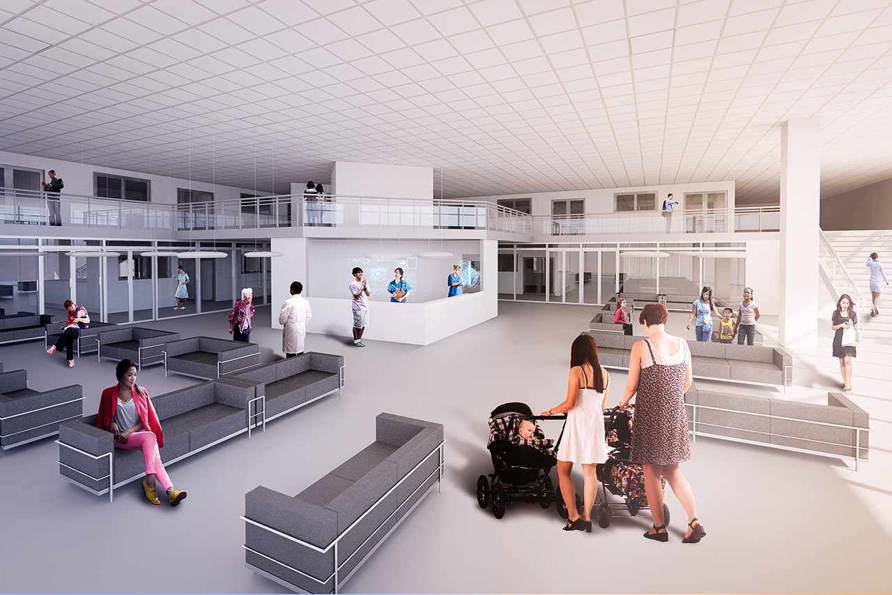 Ground Level Secondary Healthcare Center Interior Rendering