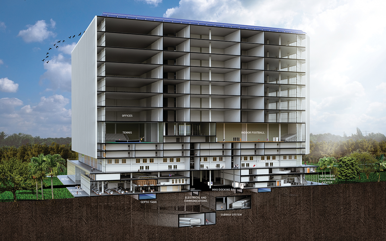 Building Type C Section Perspective Rendering