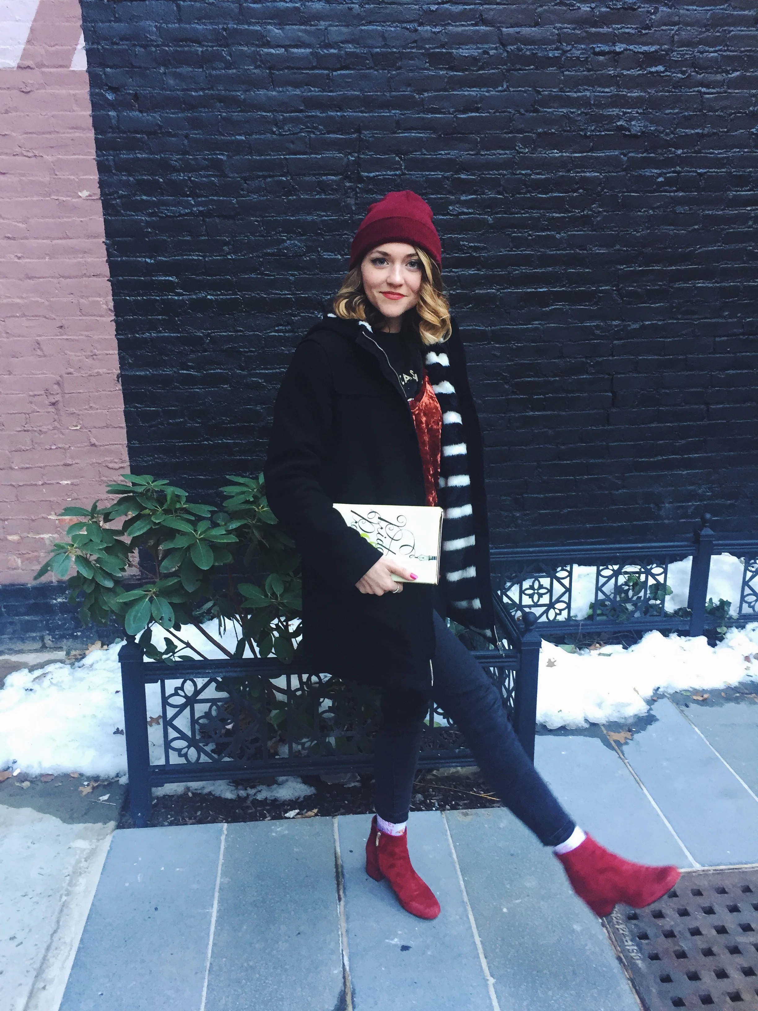 Images: Rebecca Griffin Wearing:** UO beanie ; Johnny Cash Museum T-Shirt ( see similar ); Kimchi Blue tank ; Forever 21 jeans ; Zara coat; Steve Edelman boots ( see similar ); (socks were a gift)