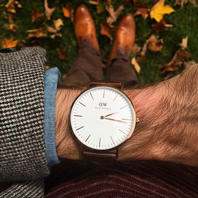 Wearing my Daniel Wellington "Classic Bristol" in my backyard in Rhinebeck, New York.