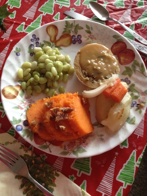 Sweet potatoes with pecans and lima beans