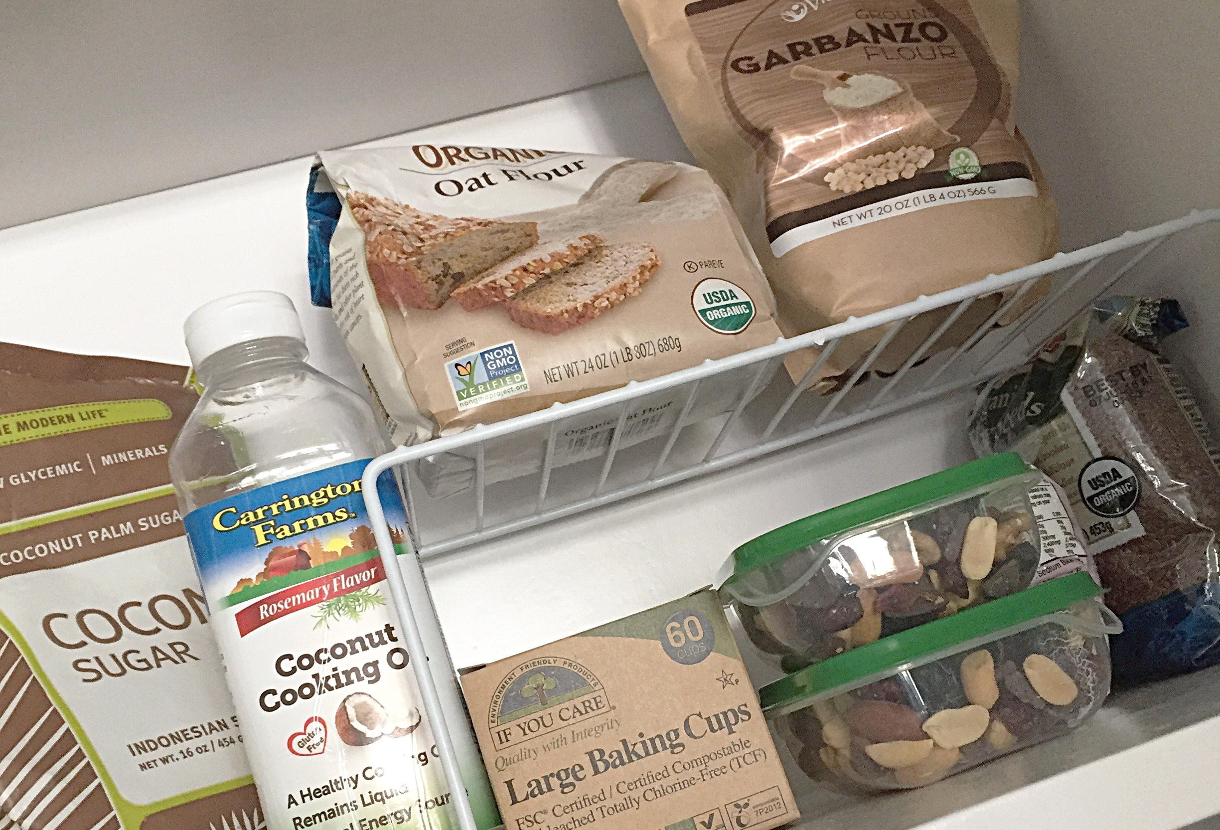 flax seeds, oat flour, coconut sugar... check to see if there is already something in the cabinet that can go into your recipe.