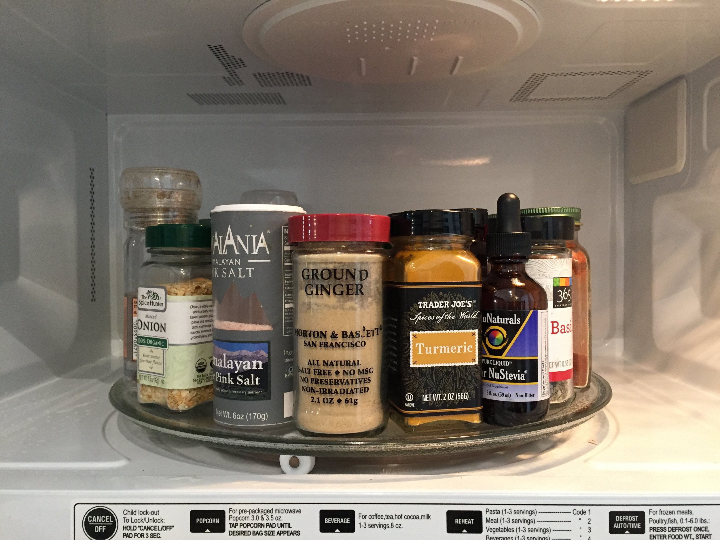 it's easy to find the right herb when the thing is in spin. Always Turn by hand and never turn on the microwave if using for spice storage.