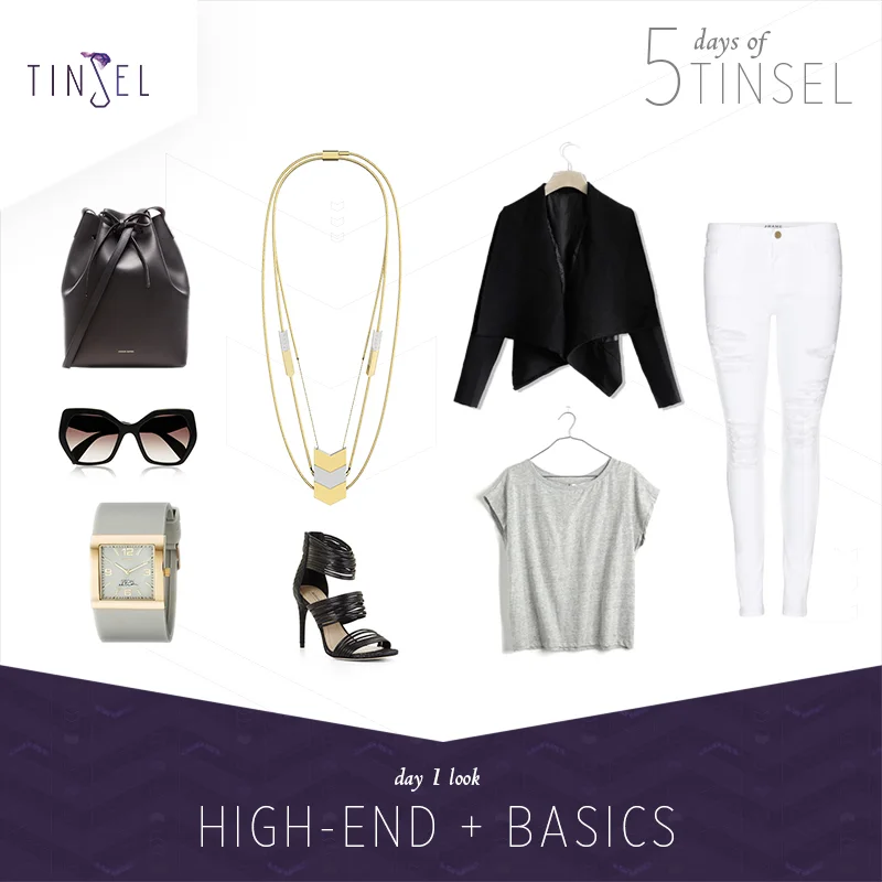 Shop the look: Bag: Mansur Gavriel , Sunglasses: Prada , Watch: Invicta , Shoes: BCBGMAXAZRIA , T-shirt: Madewell , Blazer: Chicwish , Jeans: Frame .