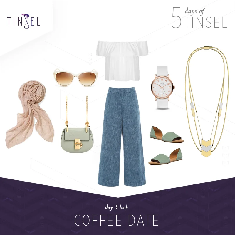 Shop the look: Blouse: Topshop , Culottes: Isa Arfen , Sandals: Madewell , Bag: Chloé , Scarf: Stella & Dot , Watch: Marc by Marc Jacobs , Sunglasses: Tom Ford .