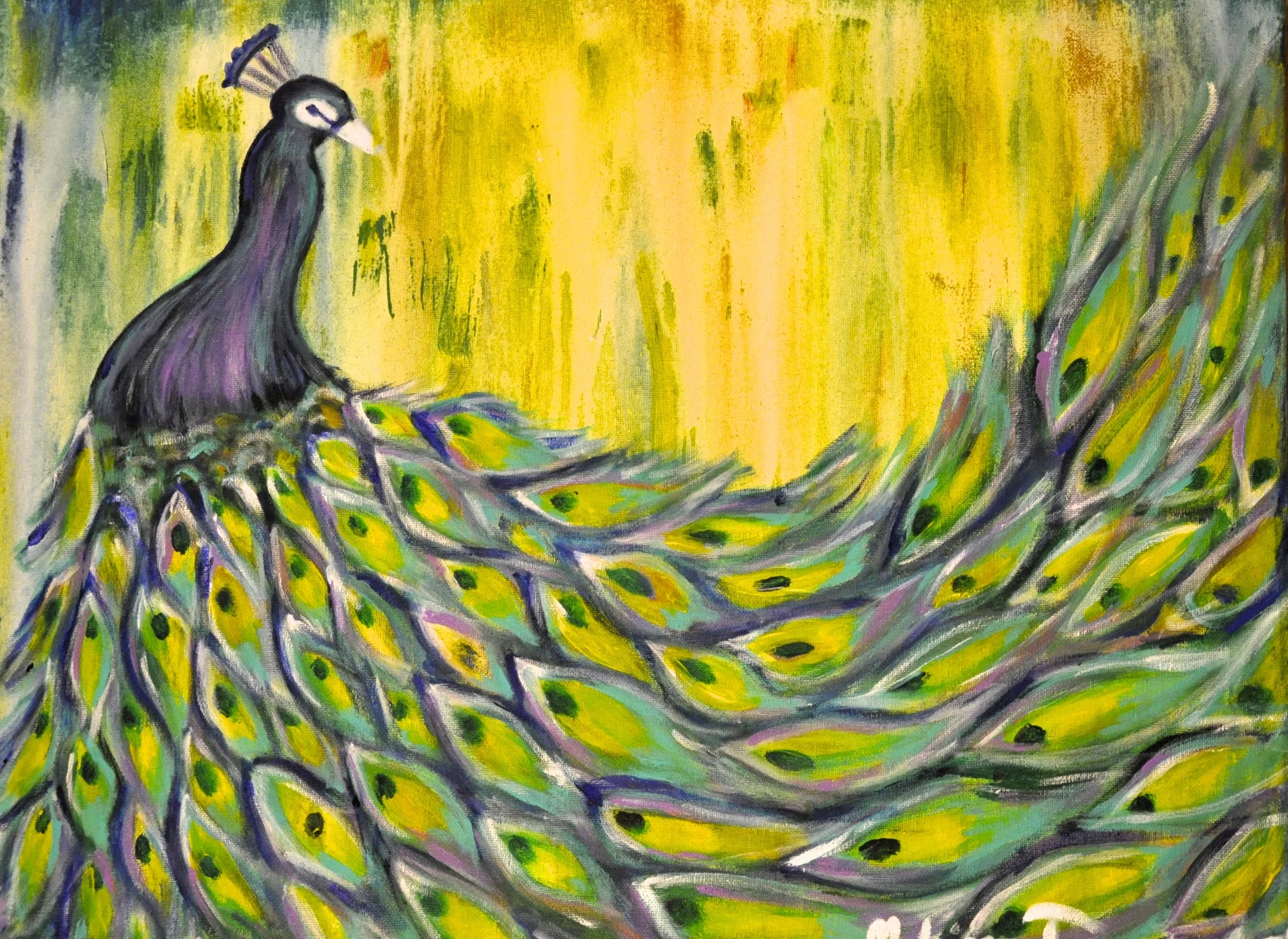 Acrylic Peacock Painting
