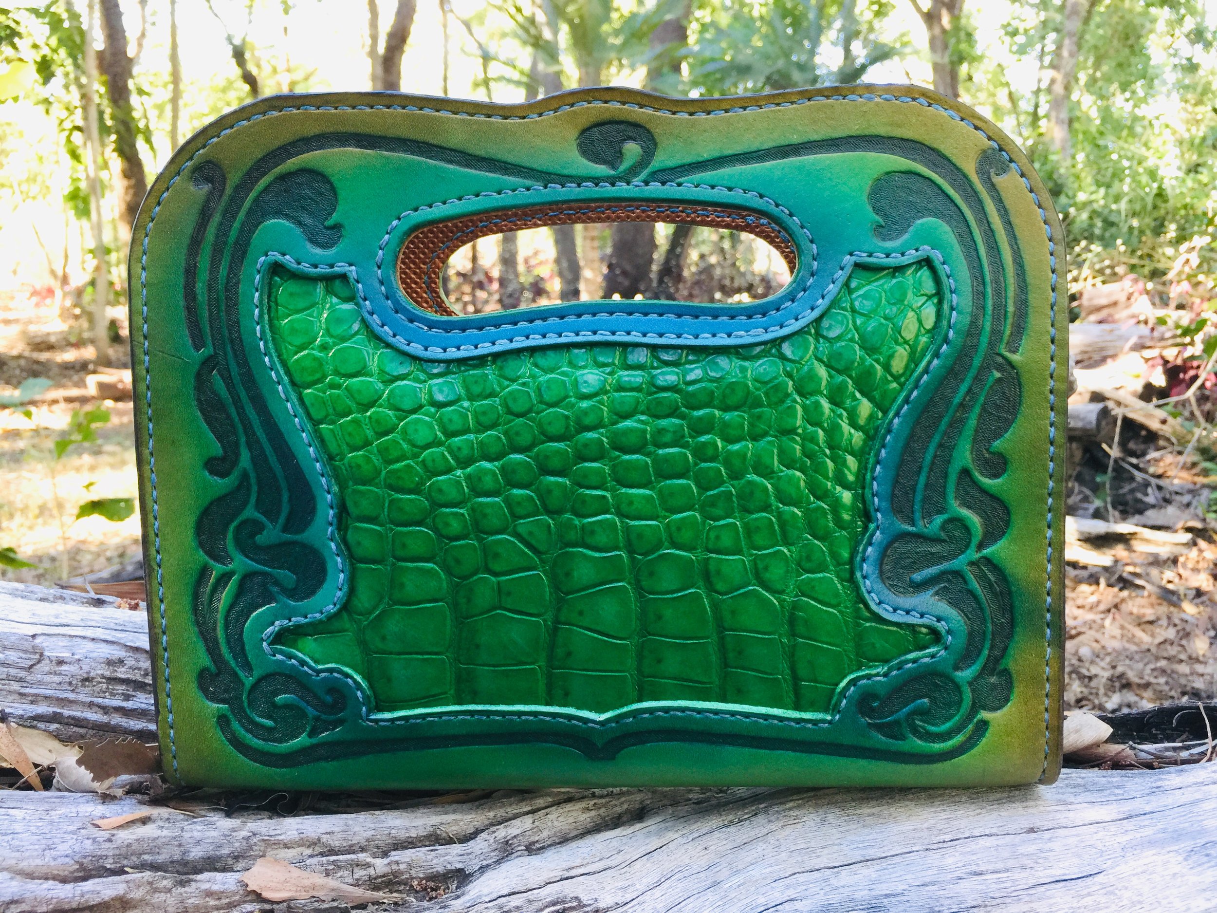 You either love or hate this vibrant green croc skin with Art Nouveau framing. I love it! But I made a red/black one too.