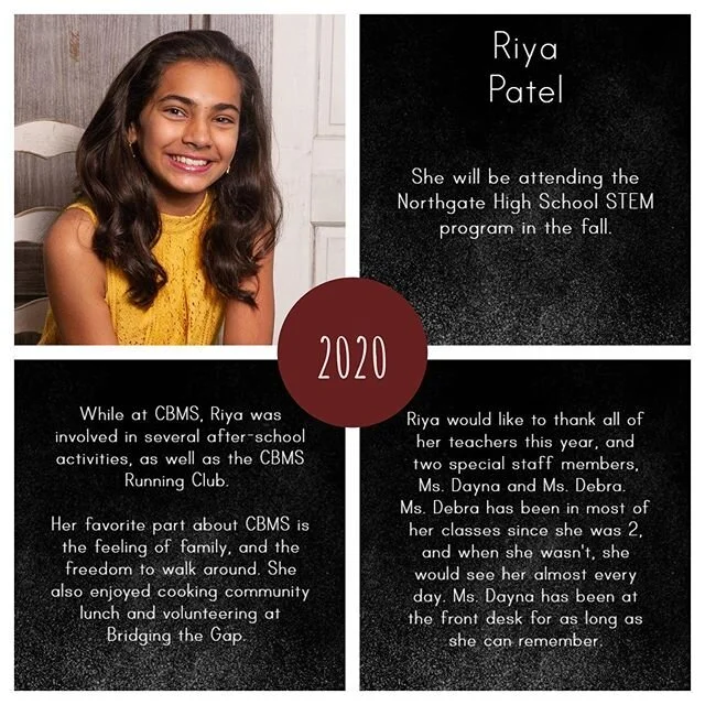 Congratulations to our special graduate, Miss Riya Patel, for completing the entire program at CBMS from Toddler-Middle School! Beat wishes for your next adventure! We can&rsquo;t wait to see where life takes you next!