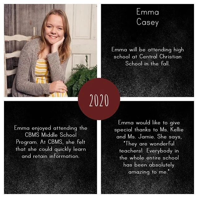 Congratulations to another Middle School grad, Emma Casey! Best wishes in high school from all of us at CBMS!