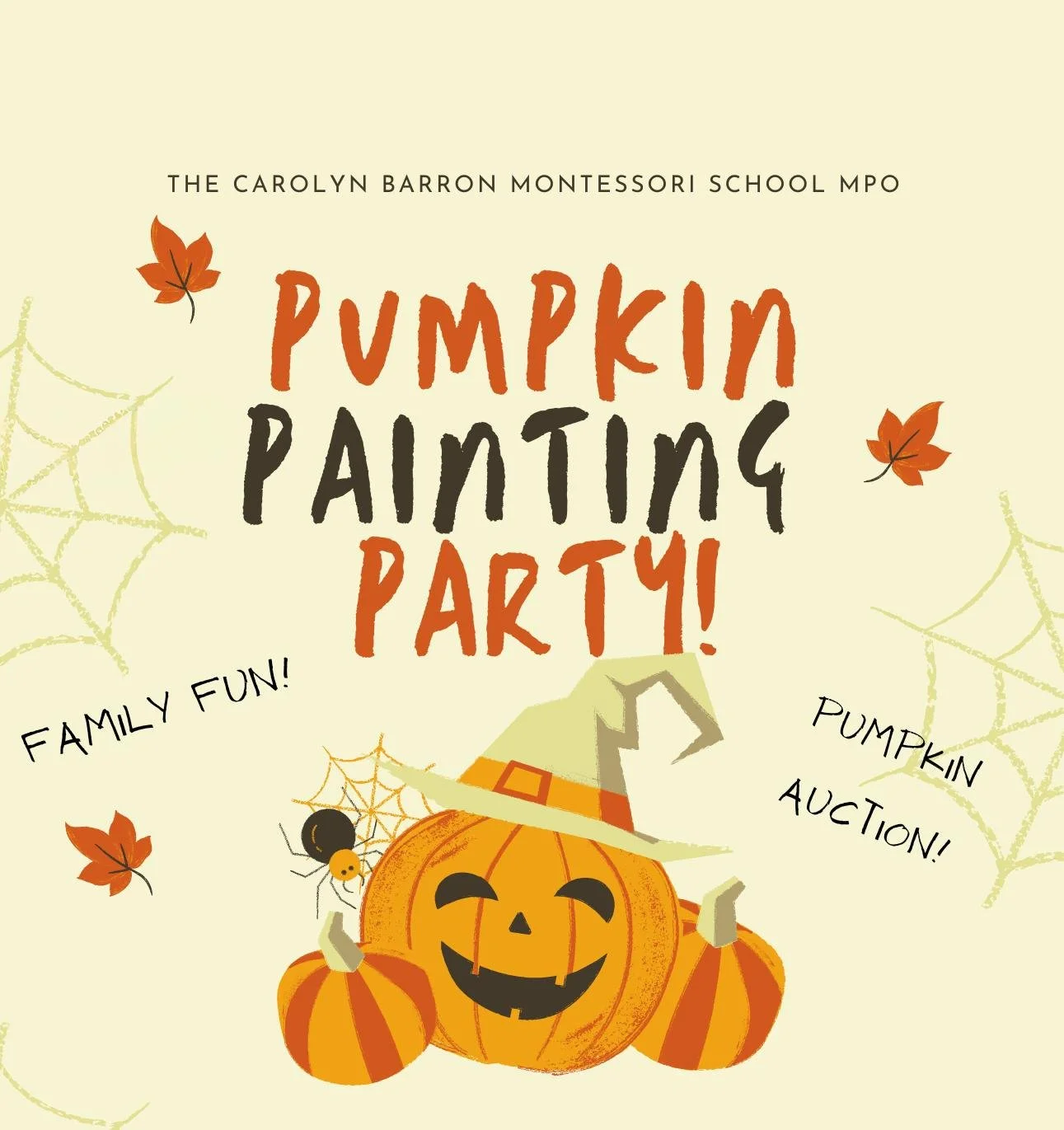 🎨🎃 Pumpkin Painting Party &amp; Silent Auction! 🎃🎨

Join us this Friday at 4:30 PM for an afternoon of fall fun! Bring the whole family out to paint pumpkins and check out our Pumpkin Auction&mdash;there will be plenty of creative, painted pumpki