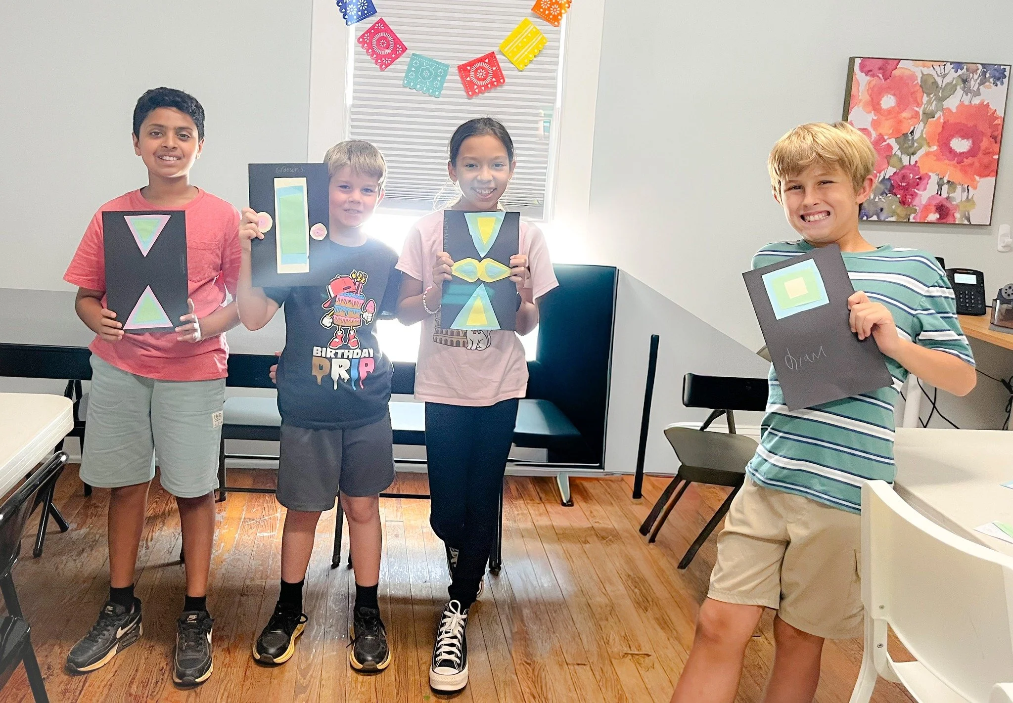 Our Upper Elementary students recently explored the vibrant world of contemporary artist Jaime Dom&iacute;nguez for Hispanic Heritage Month! Known for his abstract geometric paintings and sculptures from Guadalajara, Mexico, Dom&iacute;nguez uses geo