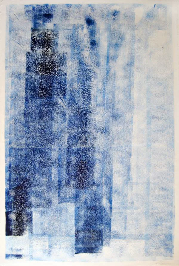 Untitled I. 2014. woodcut, rubber and metal relief on Japanese paper. 39 in x 26 in