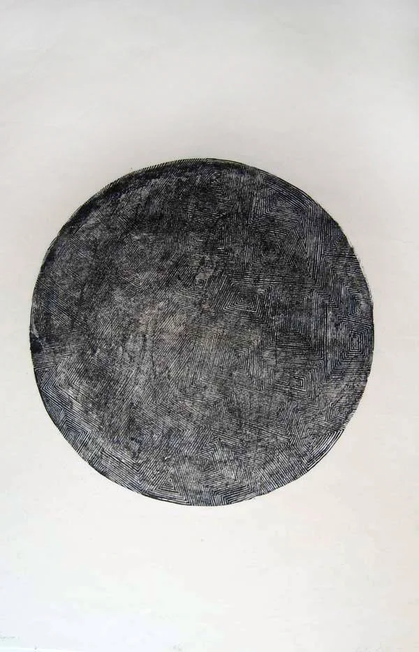 Locust 1. 2013. woodcut and concrete block relief on Japanese paper. 39 in x 26 in