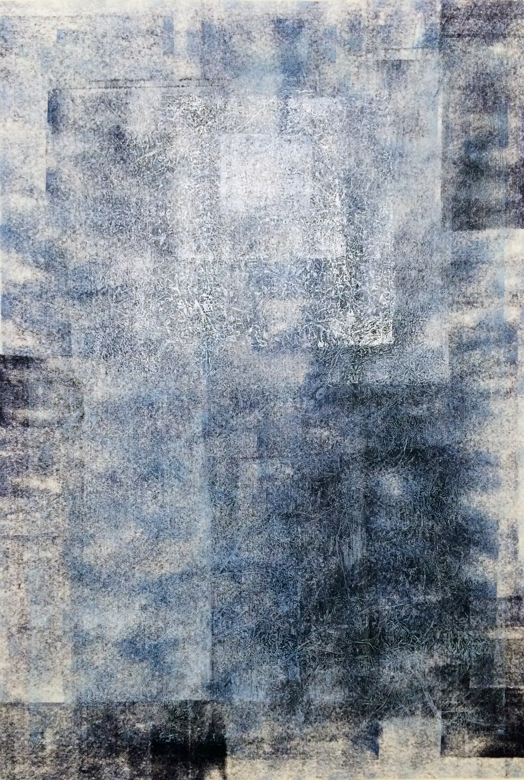   Untitled Blue 4.&nbsp; 2014. woodcut, rubber and metal relief on Japanese paper. 39 in x 26 in 