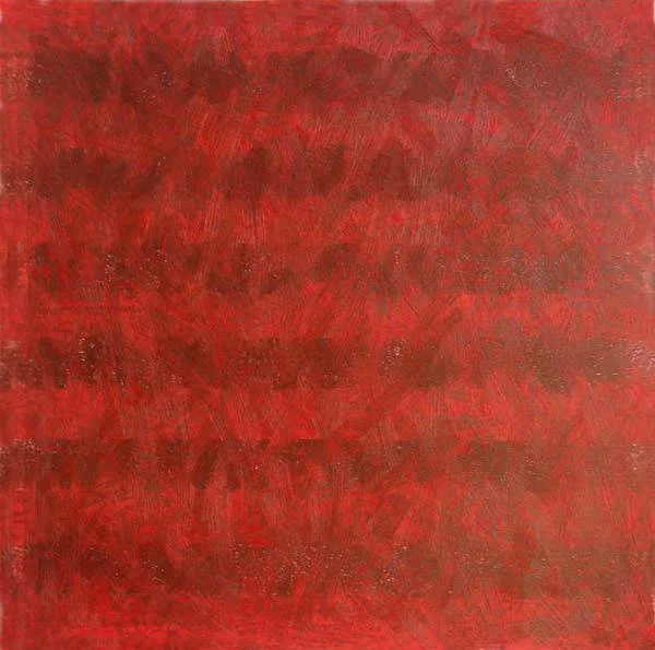 Elmhurst Color Study Red 2. 2014. Relief print with oil paint. 12 in x 12 in