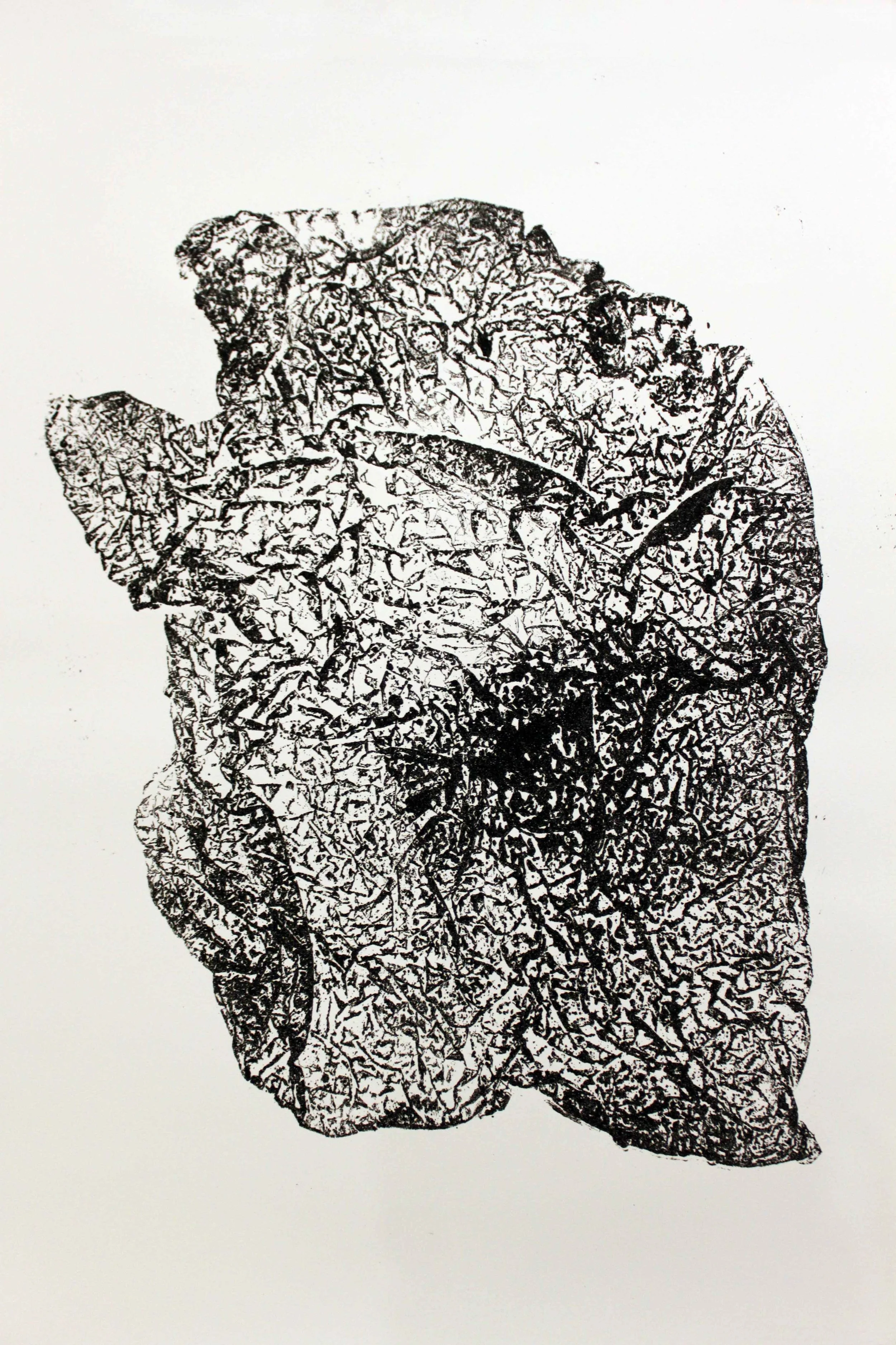 Sacred Landscape 1 . 2018. Metal relief monoprint - printing ink and Icelandic black sand on Japanese paper. 19 x 26 in.