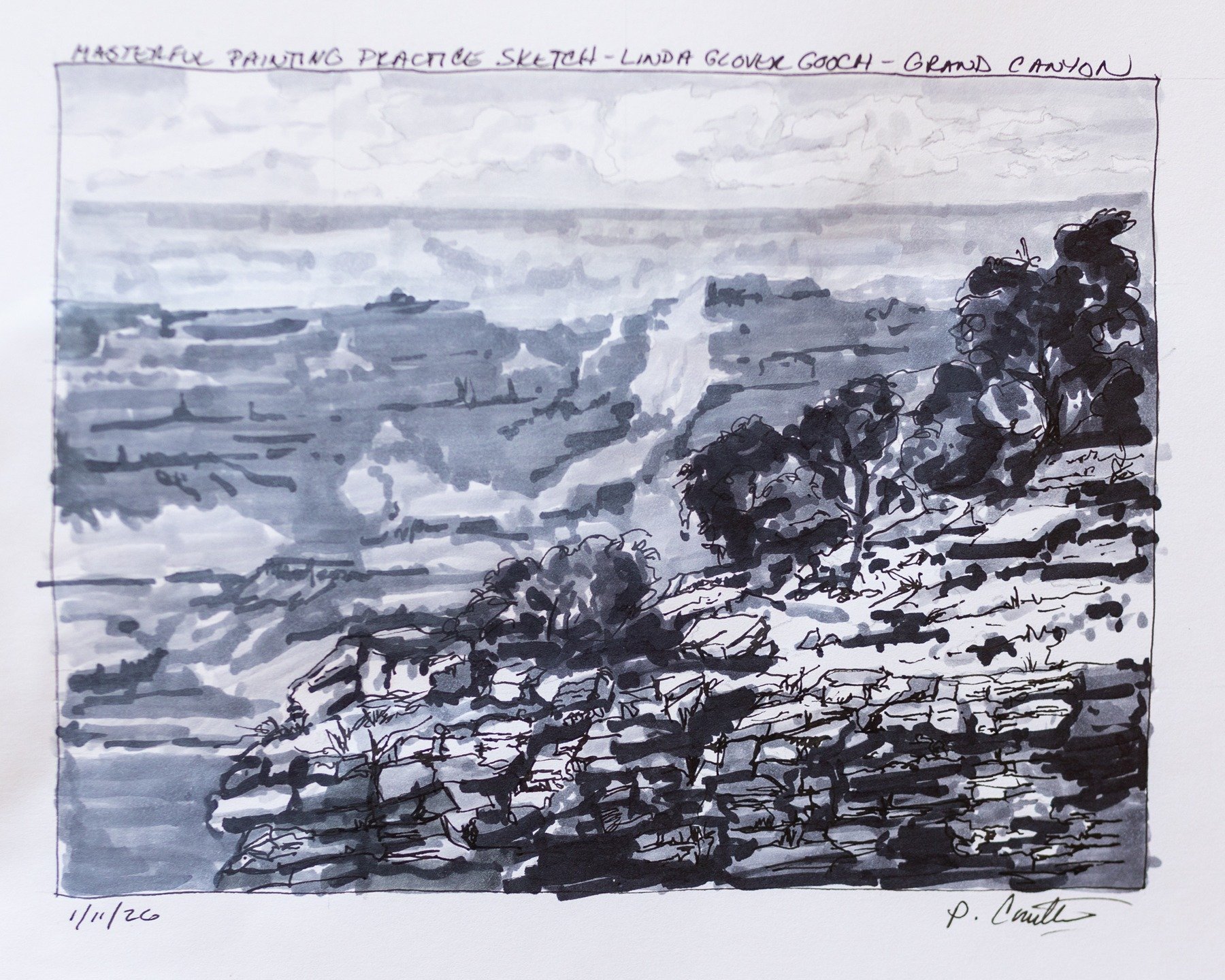 Back to drawing practice. Today's version and one from last month. Old habits returned, too much detail for a quick study, the foreground is a mess. A good reminder!

1. Today's sketch
2. Last month
3. Reference image from @lindaglovergooch

#sketchb