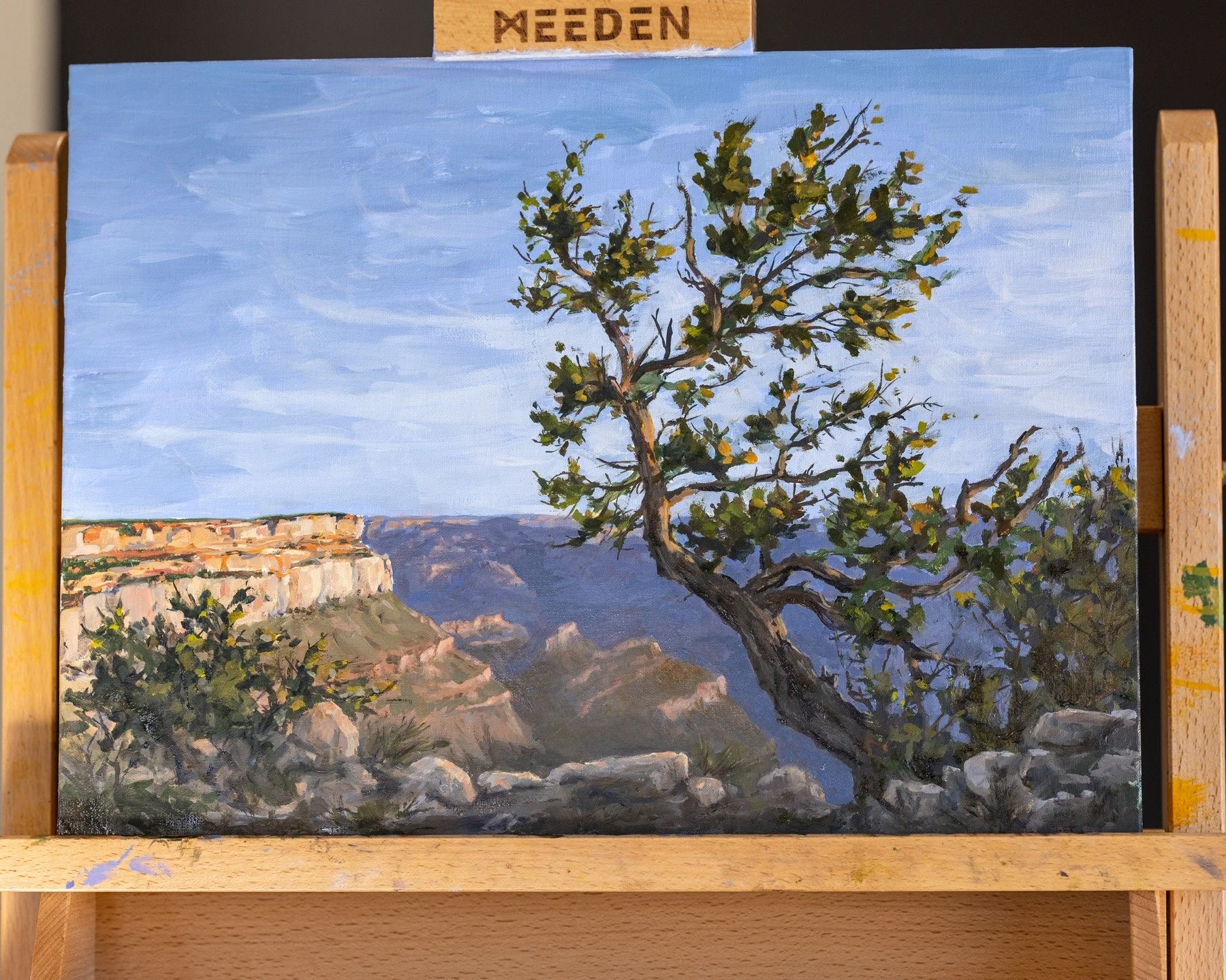 Painting #2.
A few touch ups needed but it's just about finished. I can't tell you how many layers of paint are on the board, but I learned a lot and see some progress. 
Someday I'll learn to paint plein air. 

#oilpainting #grandcanyon #onlinecourse