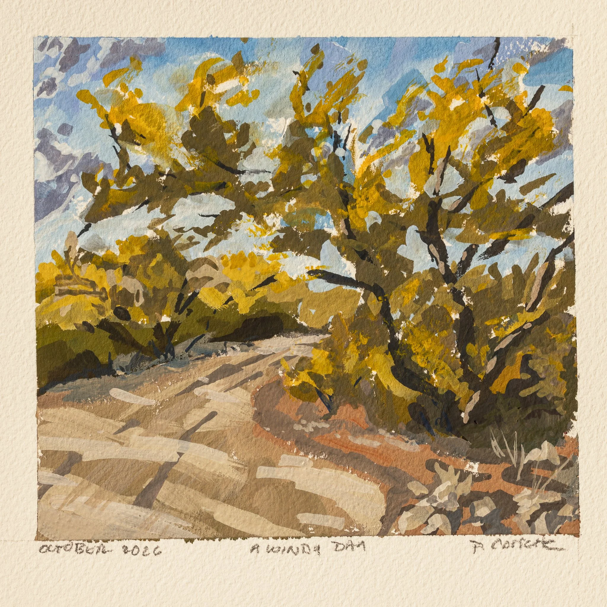 "My driveway"
I gave myself an hour to do this, using a larger brush to force a loose look. In the last couple minutes I cheated, just a little!

#Gouache #gouachepainting #paintingpractice