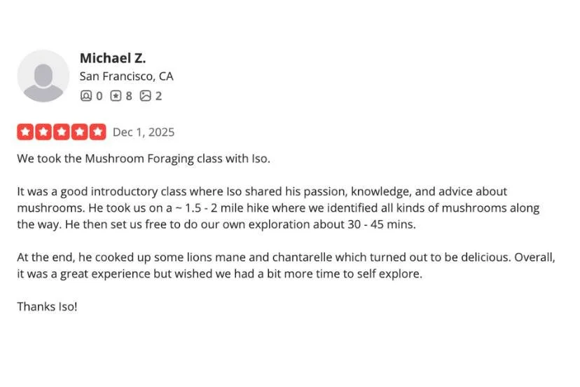 Our mushroom foraging classes with Steve include a cooking demo at the end! Check our upcoming classes this December and book at foragesf.com.