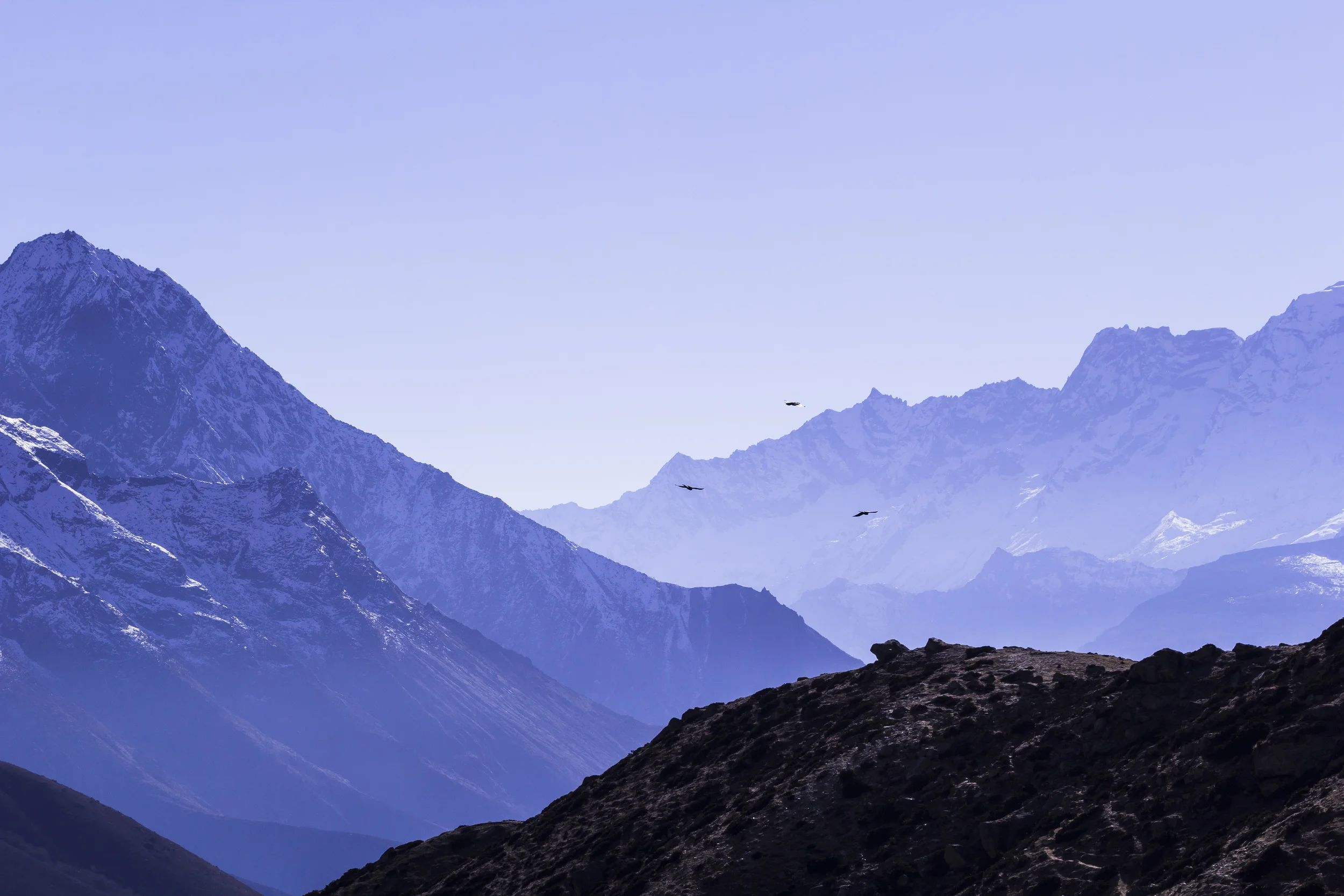 The Himalayas on a hazy morning.
