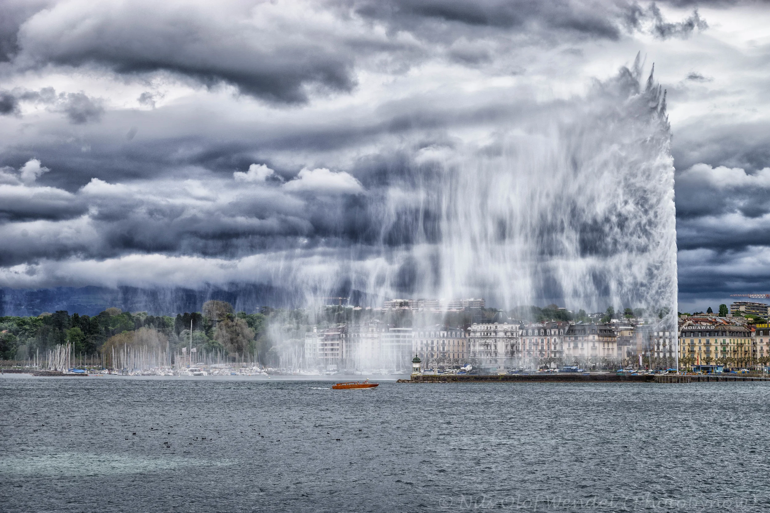 Water spray.