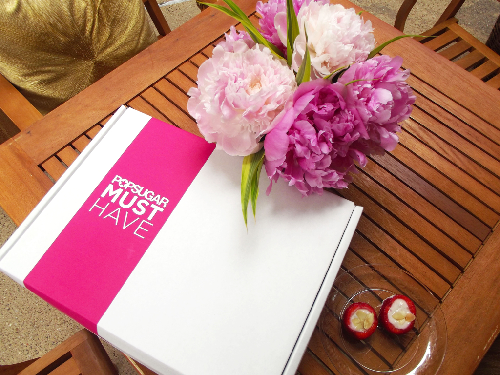 My Popsugar Must-Have box and delicious strawberry banana creams.