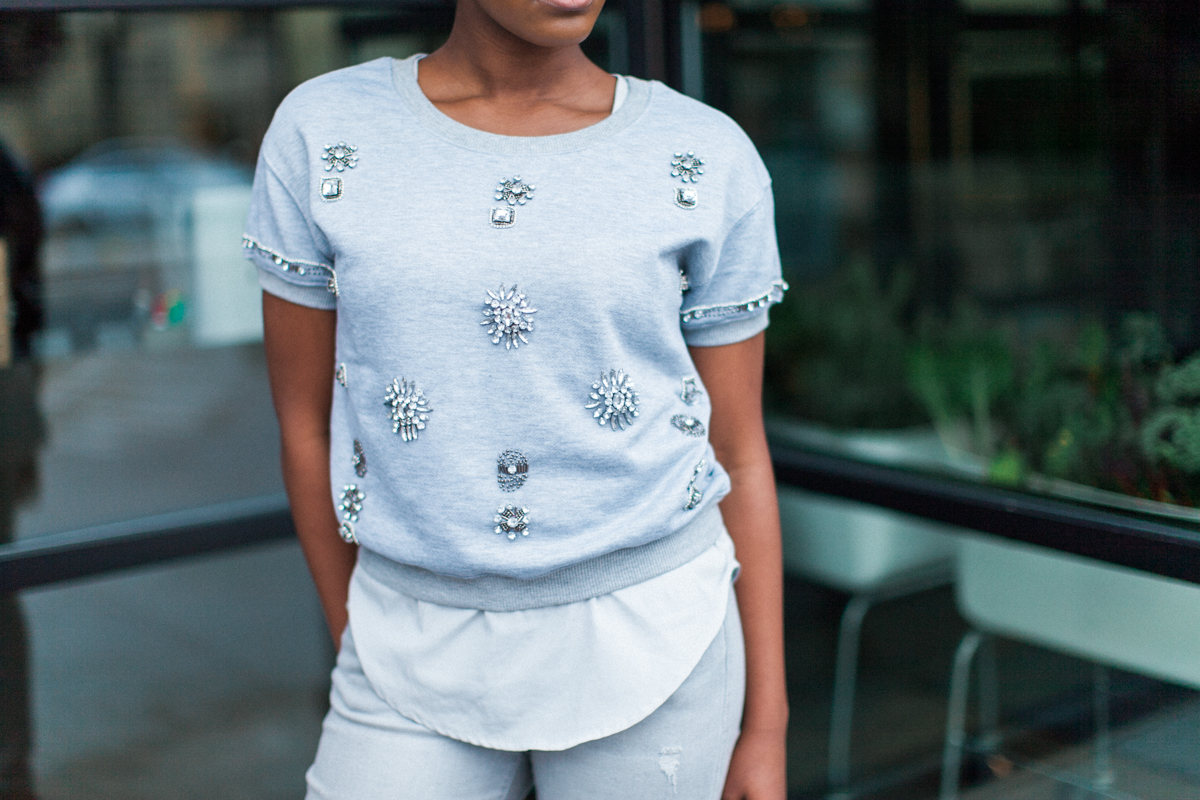 Glam might as well be my middle name. This jeweled sweatshirt was a must-have for dressing up a super casual 'fit!