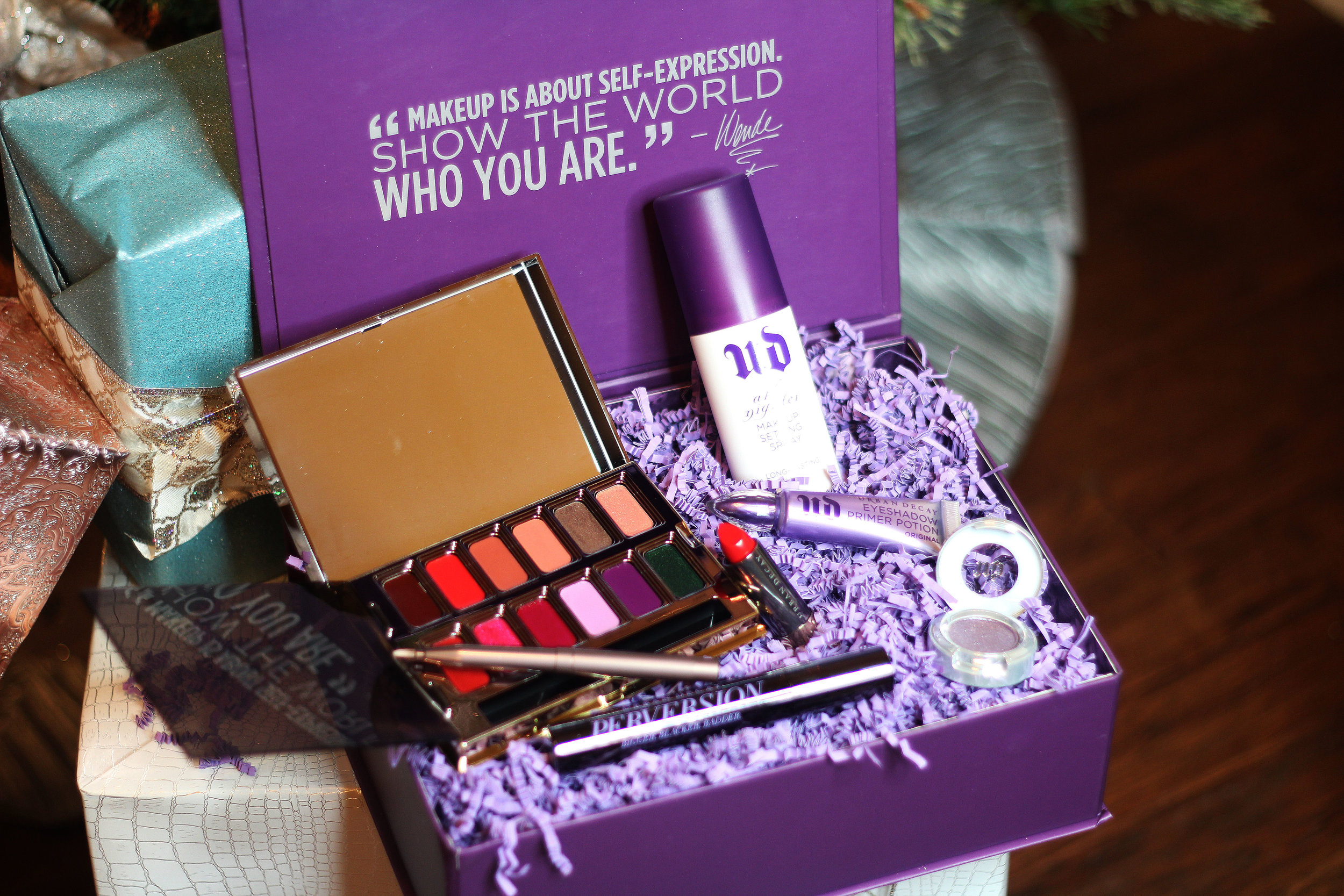 Junkie VICE Lipstick Palette ($35), VICE Lipstick in 714 ($17), Perversion Mascara ($22), Moondust Eyeshadow in Intergalactic ($21), Eyeshadow Primer Potion ($20), All-Nighter Makeup Setting Spray ($31)