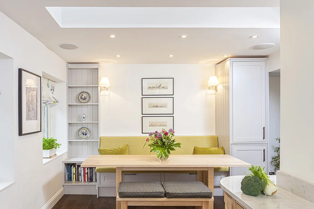 Bespoke bench dining with rooflight