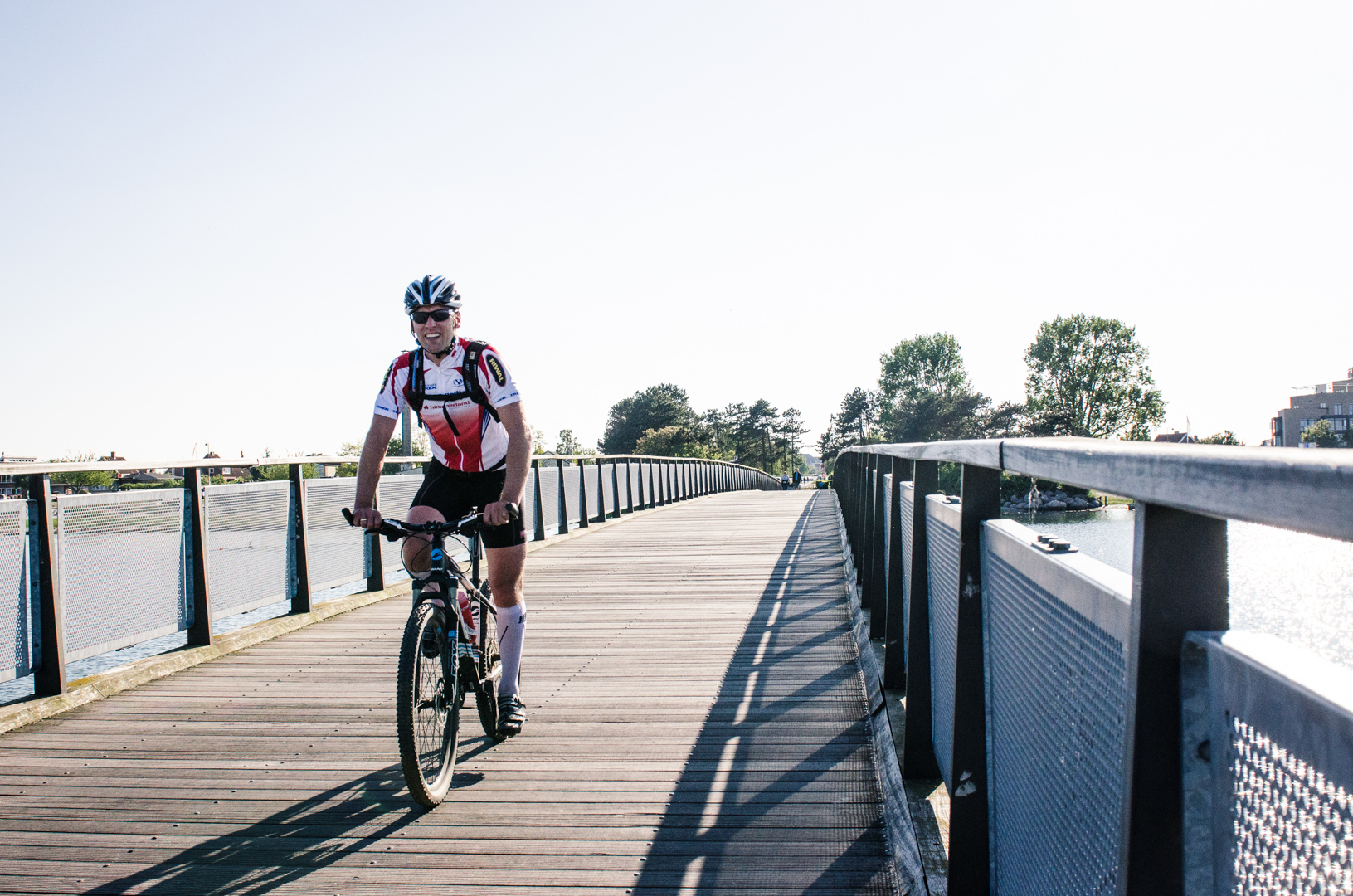 The racers were also on bikes for half of the race.