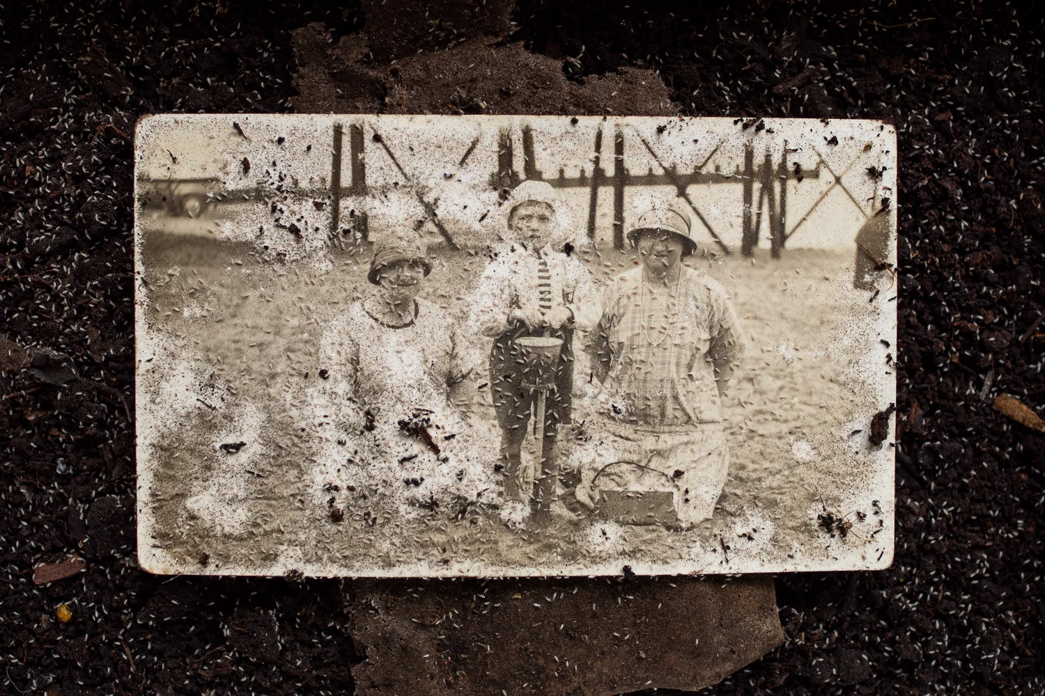 The photograph in the process of being erased.