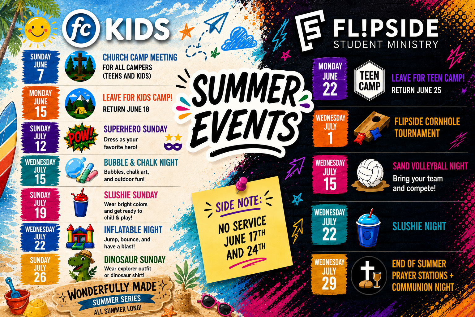 Faith Kids & Flipside Summer Events