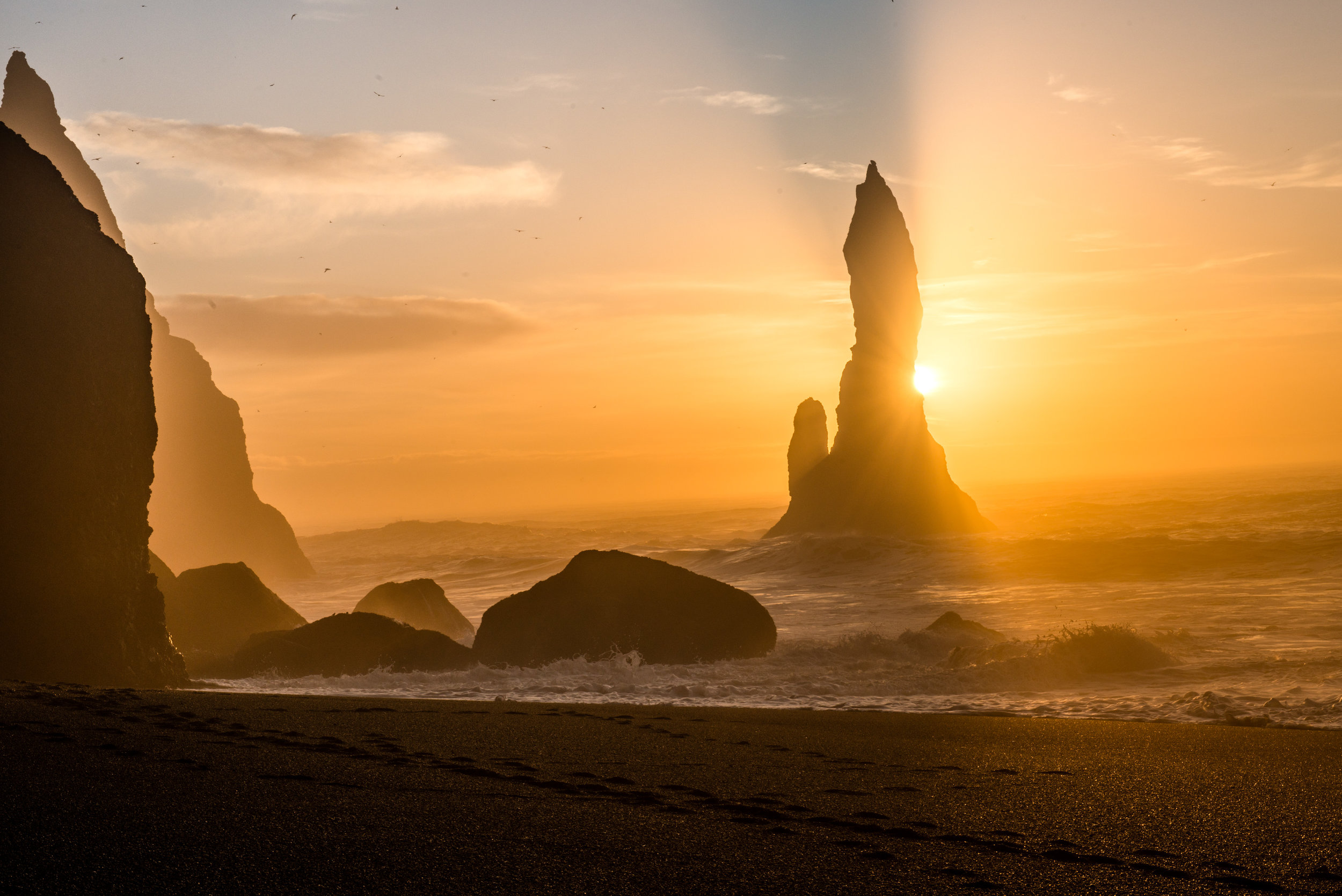 Sunset in Vik with Light Rays