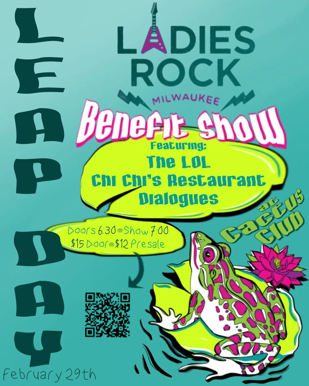 Flyer Design for the 2024 Ladies Rock MKE Benefit Show - created with Procreate