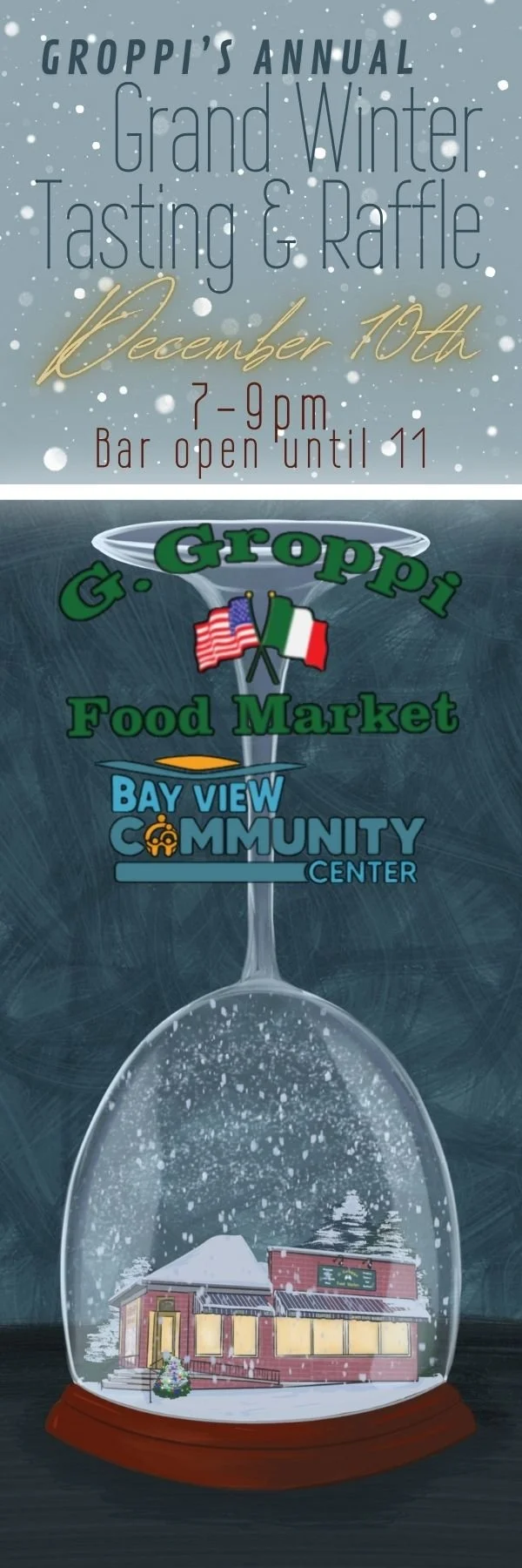 Ticket design for the grocery store's annual Grand Winter Tasting