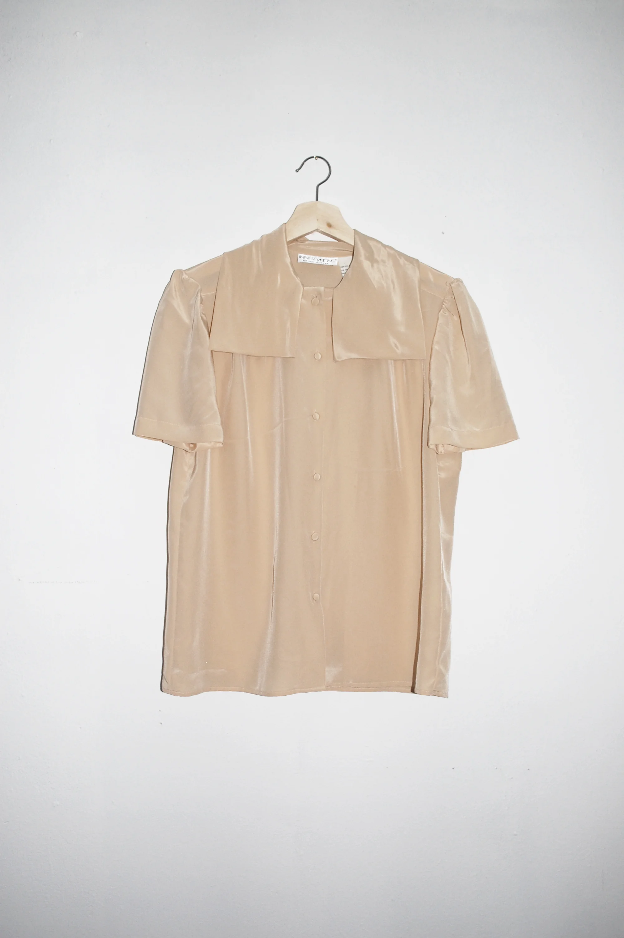 VINTAGE | Silk Scarf Collar Blouse - Sand