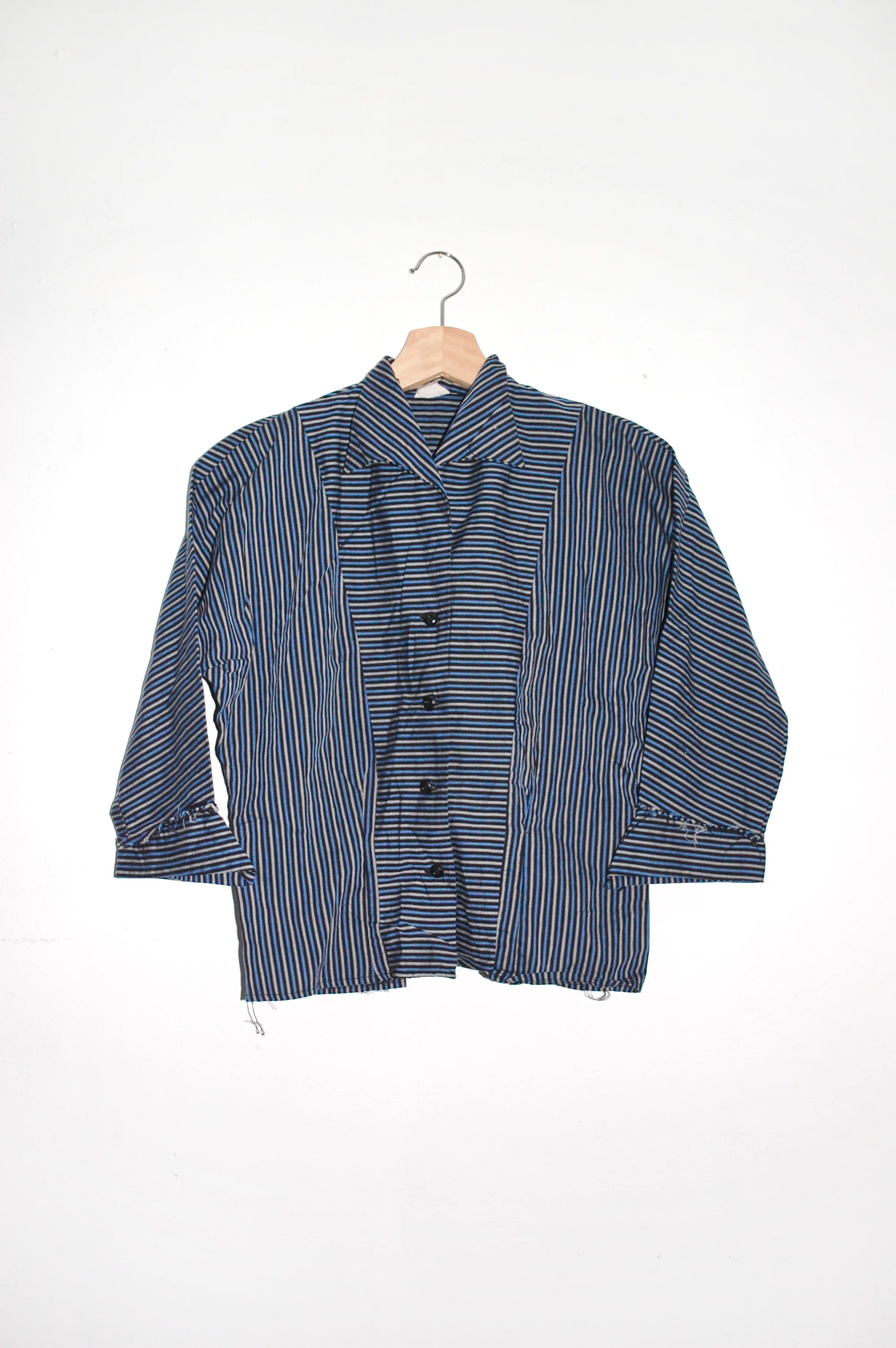 VINTAGE | 50's Striped Blouse - Blue