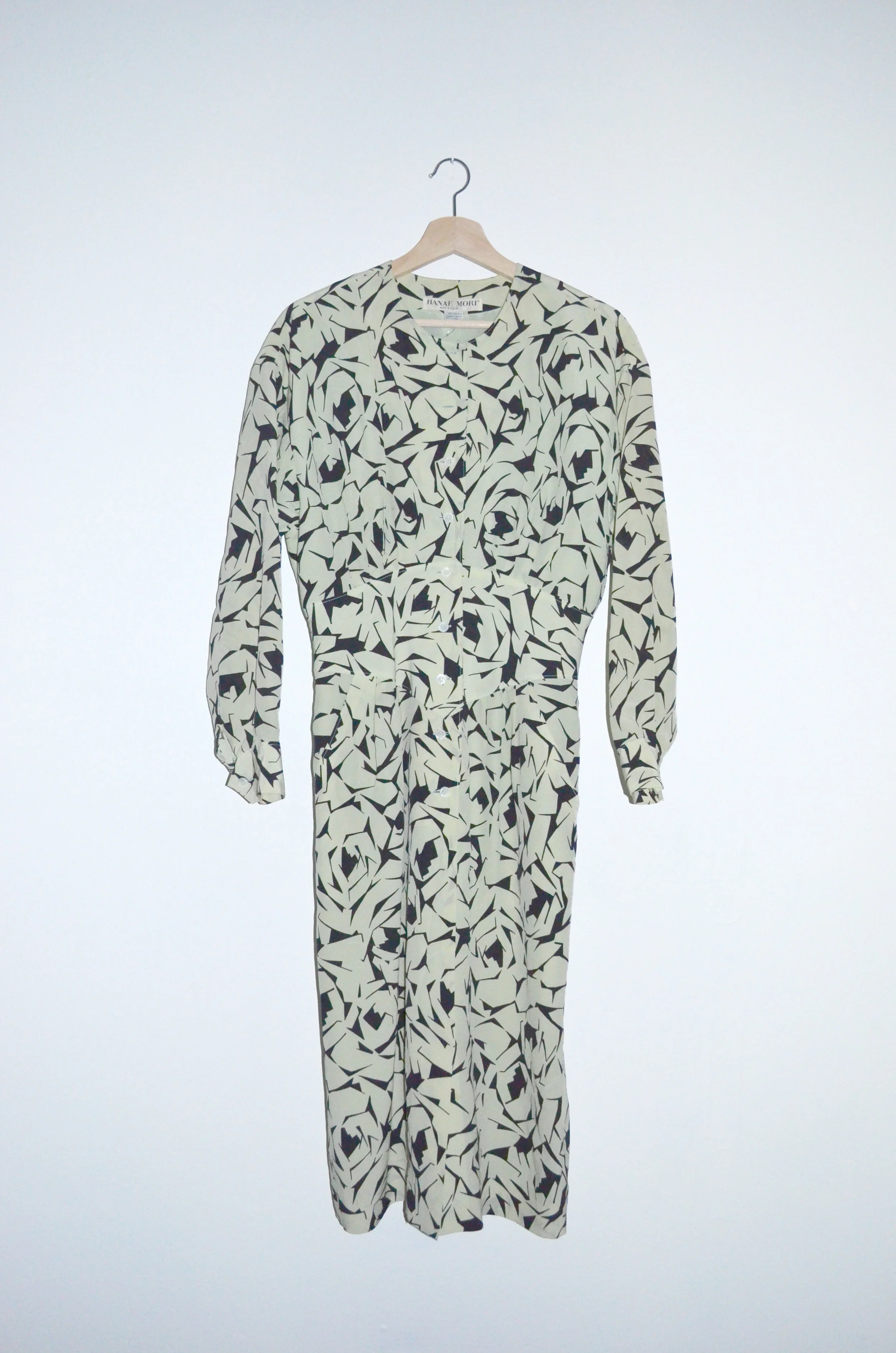 VINTAGE | Green Silk Print Dress