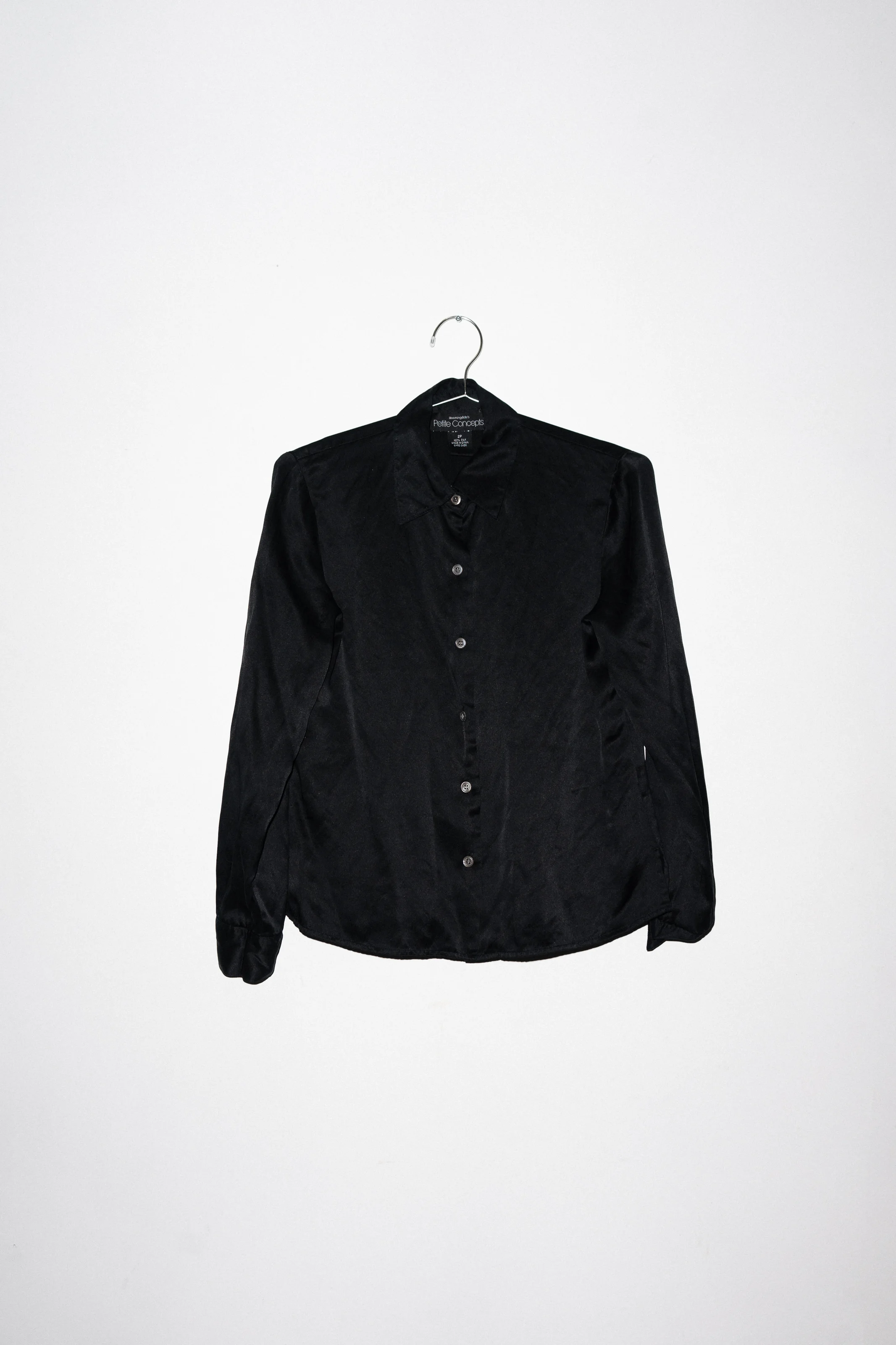 VINTAGE | SILK BUTTON UP - Black