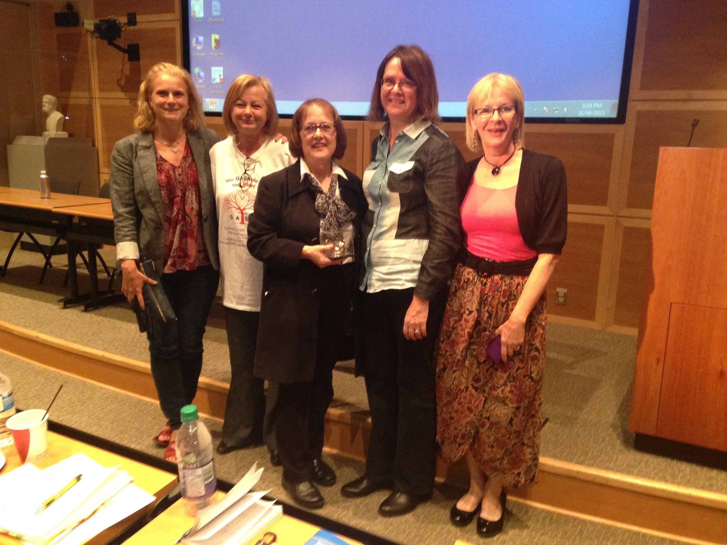 Suzanne Drouin (Center) - Awarded Elizabeth McHenry Volunteer Award by GADA Canada