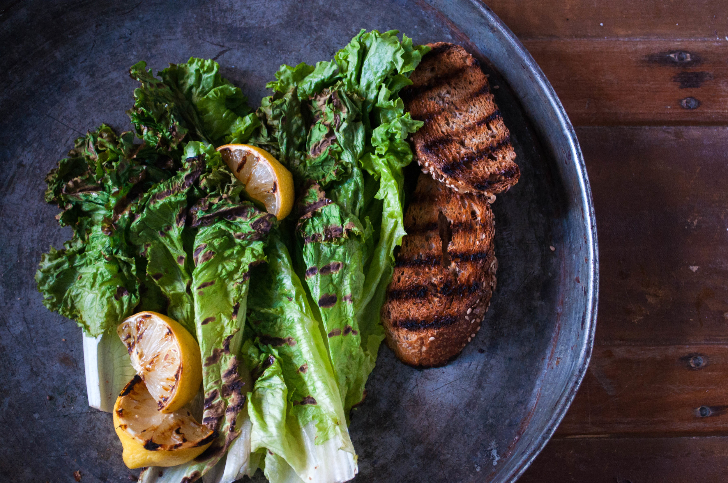 Simply Grilled Romaine with Warm Maple-Lemon Vinaigrette