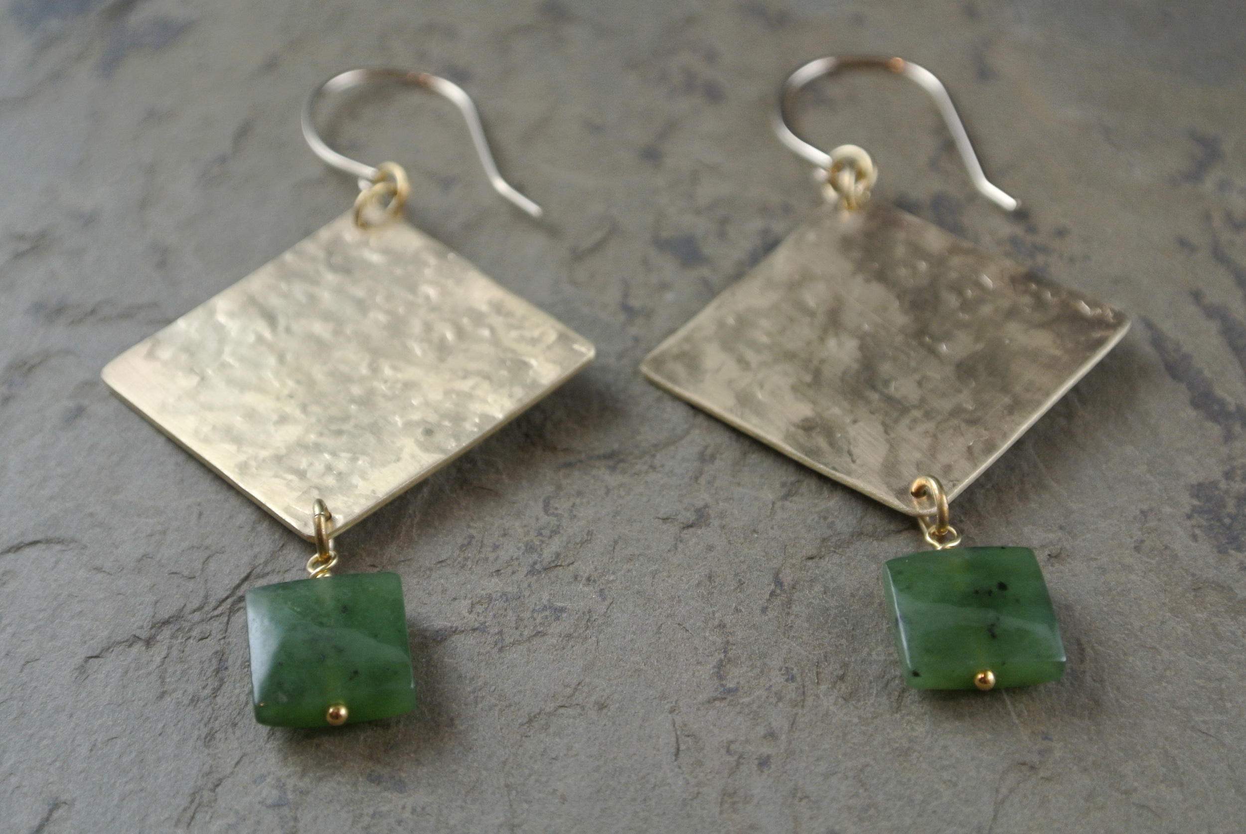 Hammered Brass and Jade