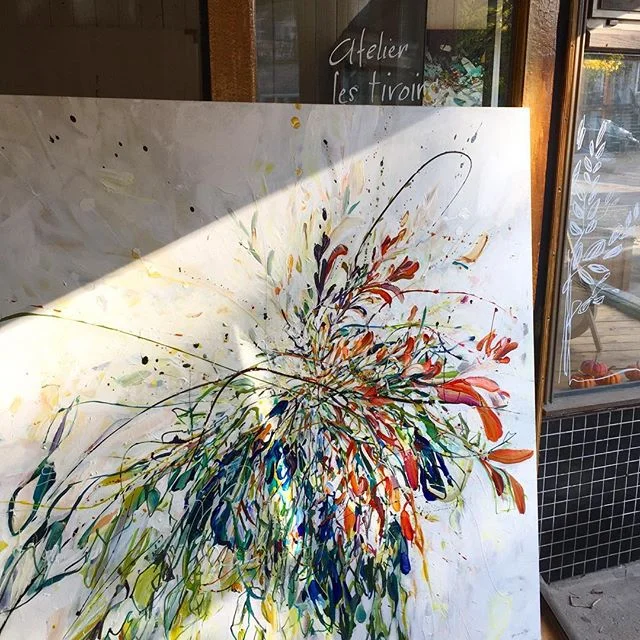Une Commande sp&eacute;ciale de 60x60 presque termin&eacute;e pour la Galerie Richelieu, rue St-Denis &agrave; mtl.  D&eacute;fi int&eacute;ressant!.
:
:
:
:
:
:
#art #painting #wip #specialorder #flower #bloom #canadianart #canadianartist #inspiredb