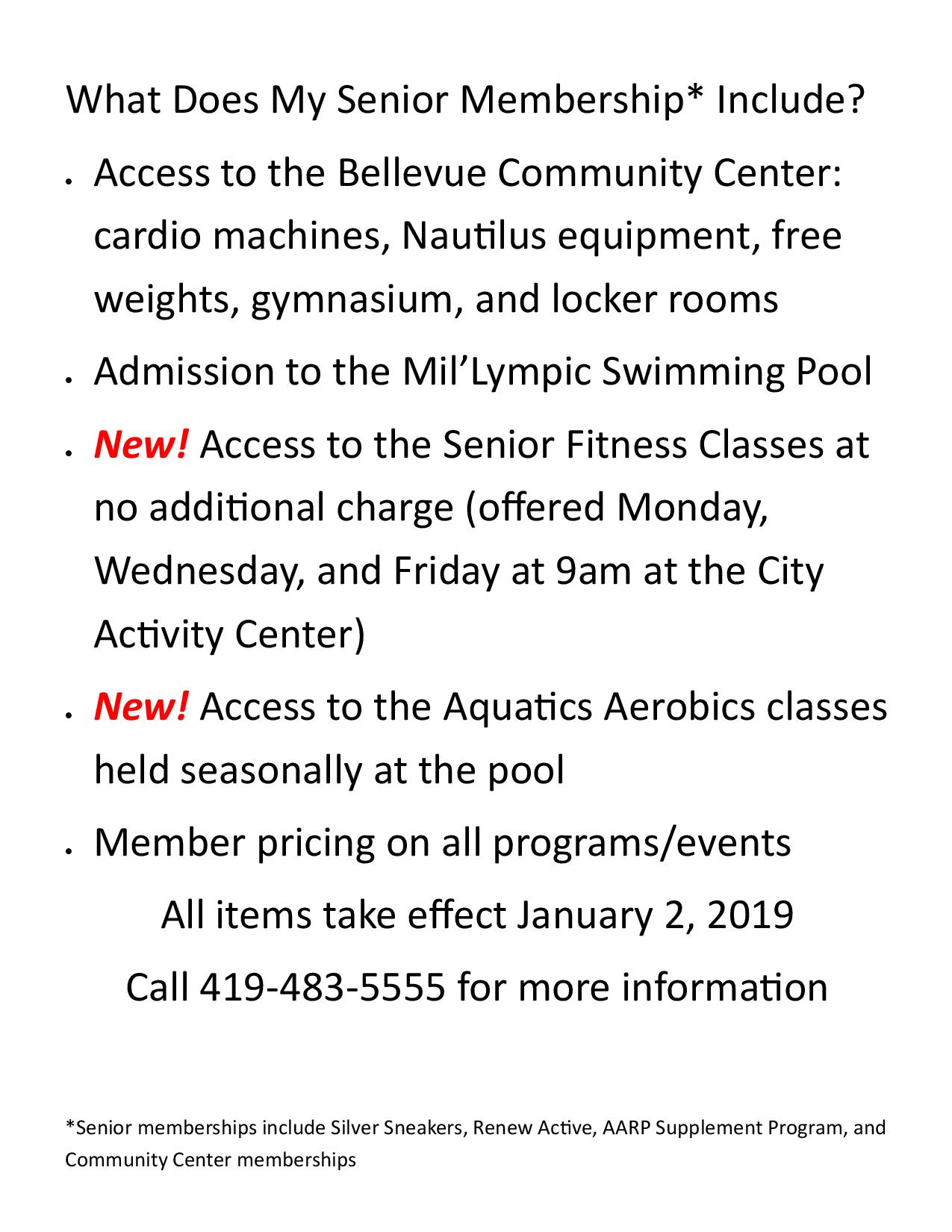 Senior Center Activities for January 2019