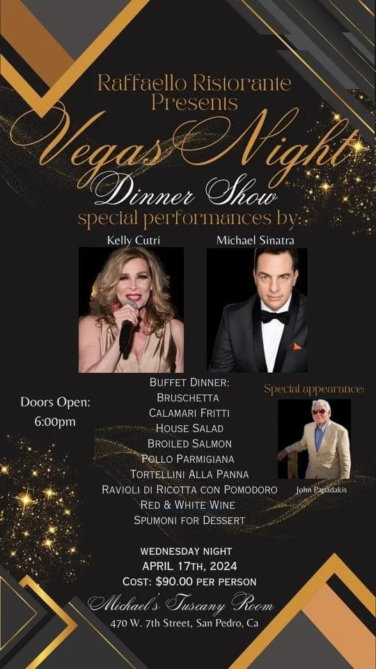 Vegas Night Dinner Show April 17th Presented by Raffaello Ristorante  🎉 🎙️