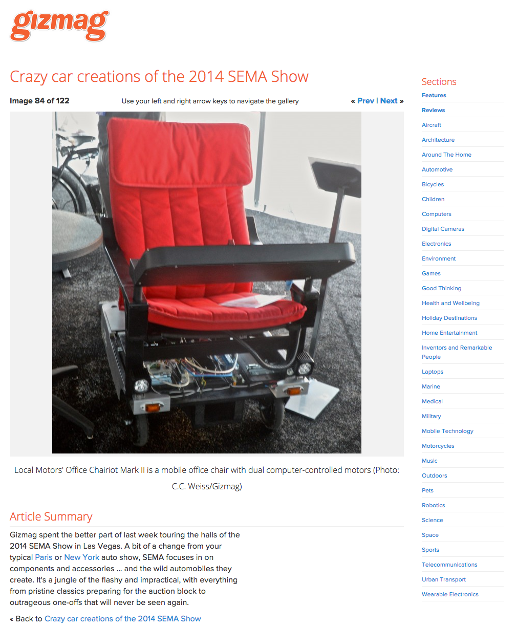 Gizmag coverage of SEMA 2014