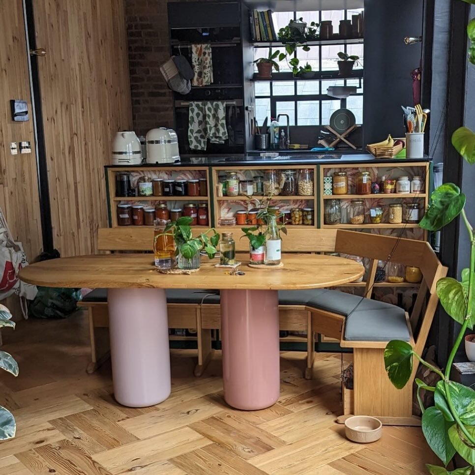 Ohhh look what popped up on @designdunker&hellip;

This fine bespoke table and bench unit designed and made by @josh_dodds_ 

We had the pleasure of creating the seat pads for this project. A slimline seat with @panazfabrics Morgan Pro Faux Leather i