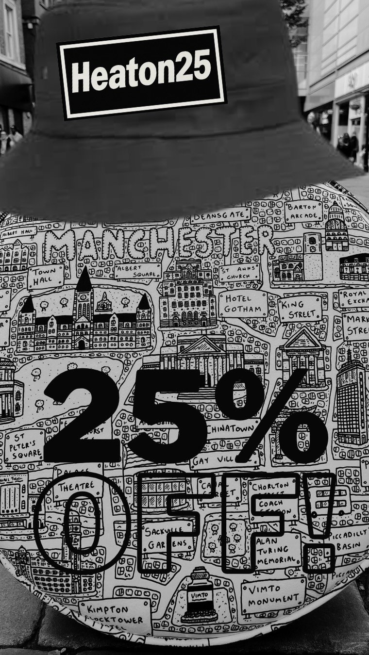Take a Massive 25% off the @dave__draws Manchester Doodle Map Footstools during the Oasis concerts here in Manchester!!
***use Heaton25 at the checkout for the discount to apply***
Go to www.davedraws.co.uk
Discount applies to Manchester designs
